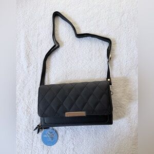 Chic Black vegan leather Quilted Crossbody Bag